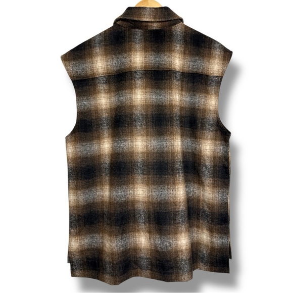 Mellowday Plaid Brown Flannel Vest Wool Blend Size M - Picture 3 of 13